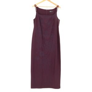 Y2K Floral Mandala Maxi Dress Vintage Evening NYE Whimsigoth Plum Prom Size‎ 14